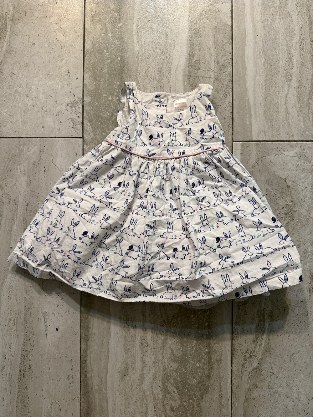 Gymboree White Dress with Blue Bunny Print